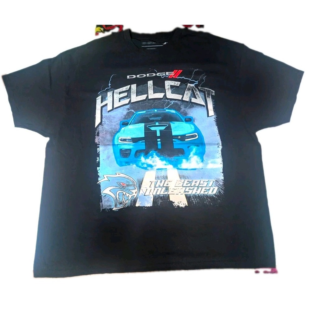 Dodge Hellcat Men's 2XL Black Graphic T-Shirt Charger SRT Muscle Car Tee